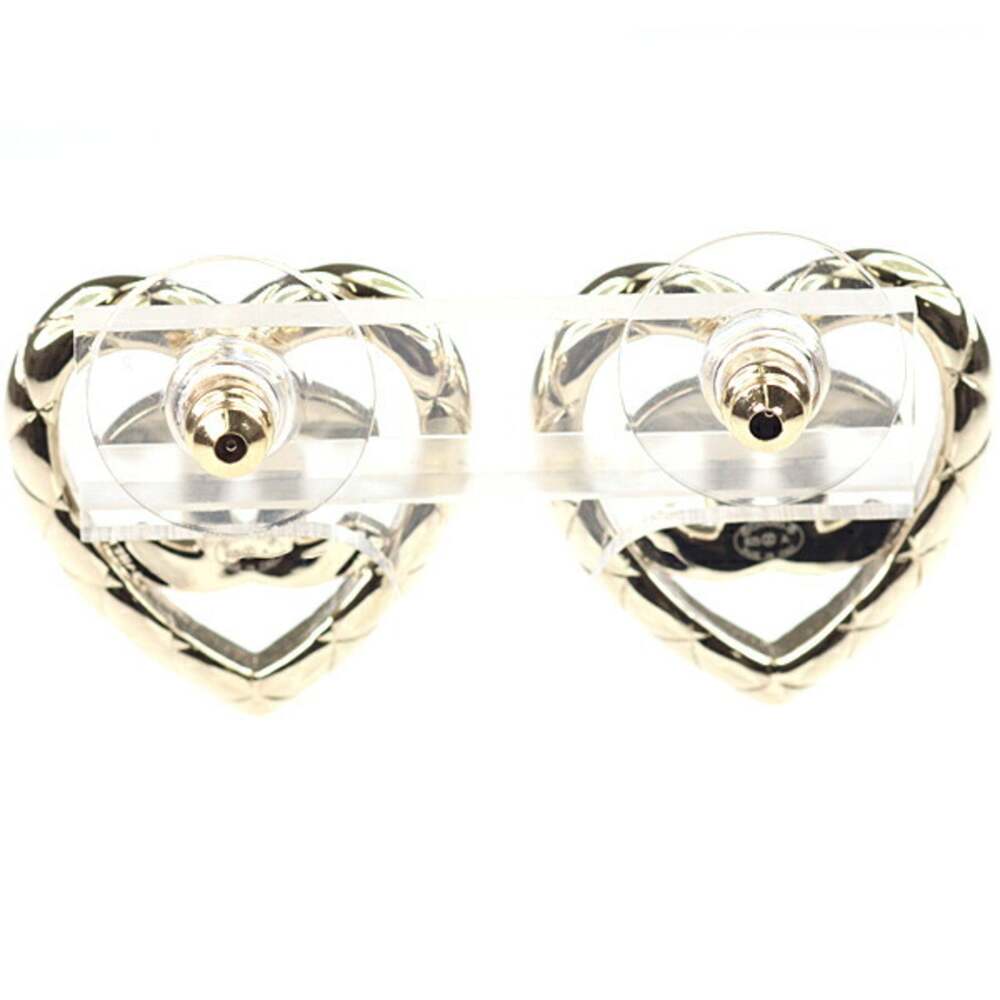 Chanel Cc Logo Heart Earrings Gold-Tone #250148C12B - Picture 3 of 6